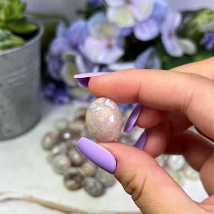 Teal Flower Agate Tumbles