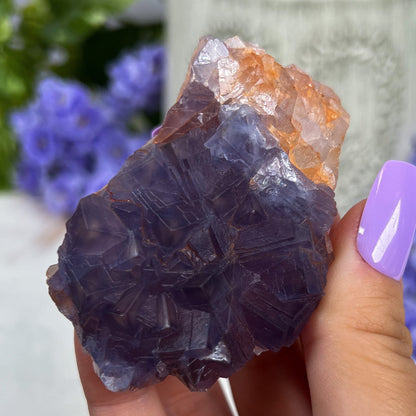 Raw Etched Purple Cubic Fluorite Cluster