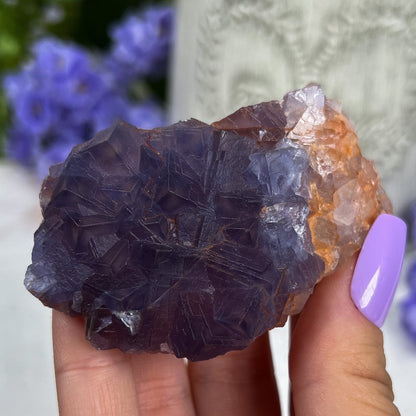 Raw Etched Purple Cubic Fluorite Cluster