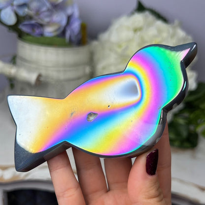 Rainbow Aura Agate Bird