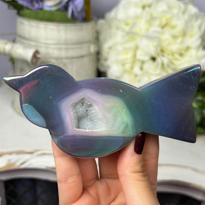 Rainbow Aura Agate Bird