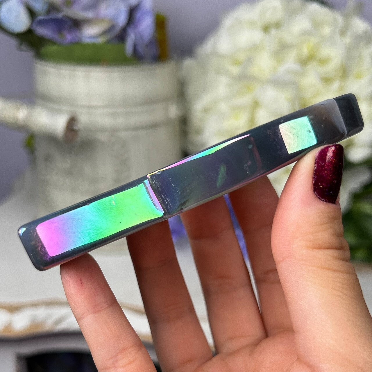 Rainbow Aura Agate Bird