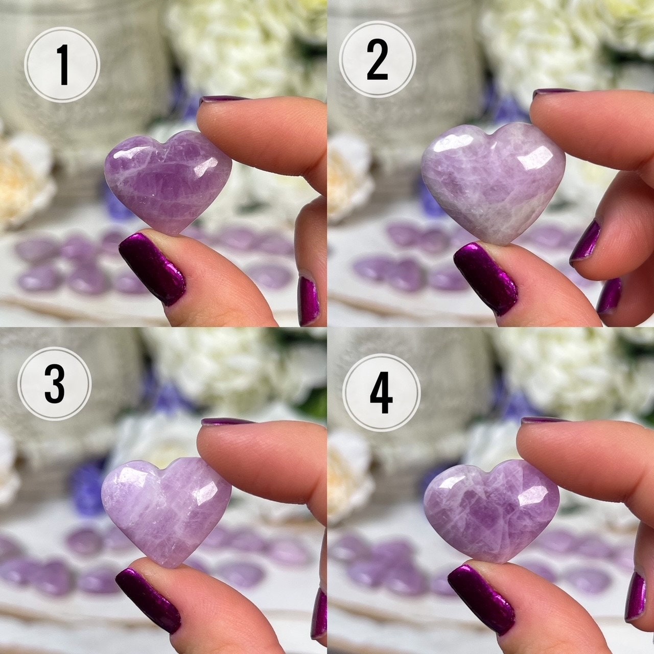 Pink Purple Kunzite Hearts
