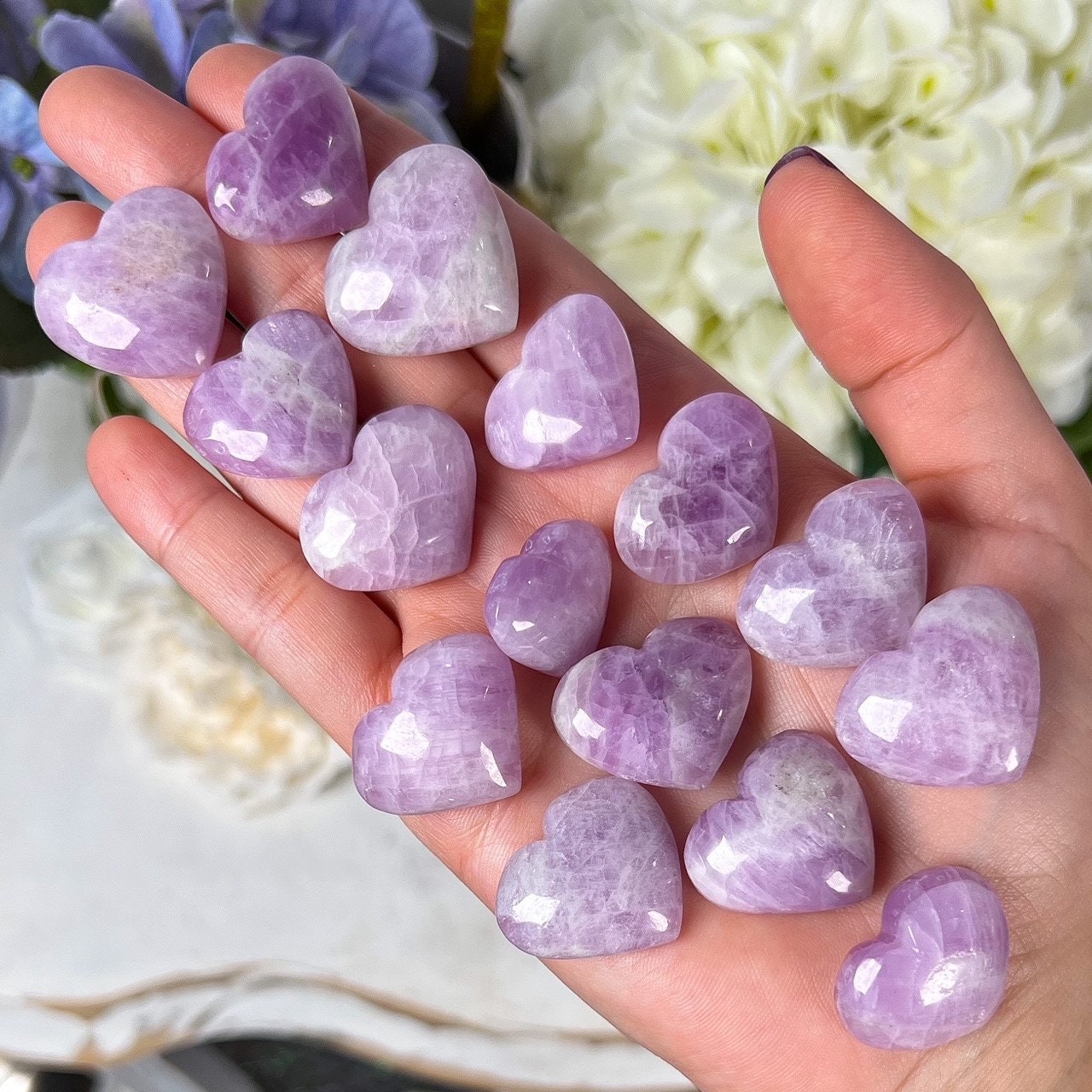 Pink Purple Kunzite Hearts