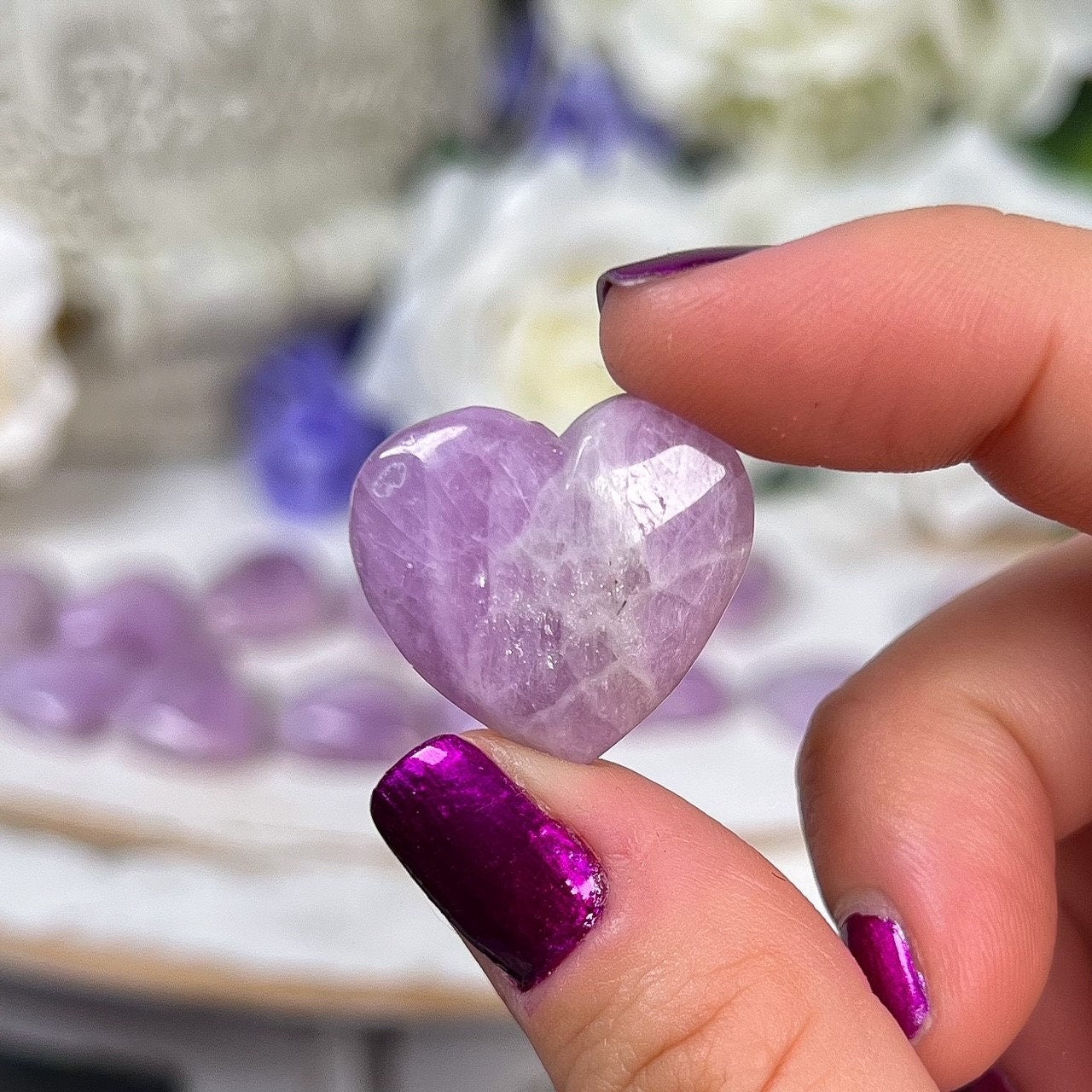 Pink Purple Kunzite Hearts