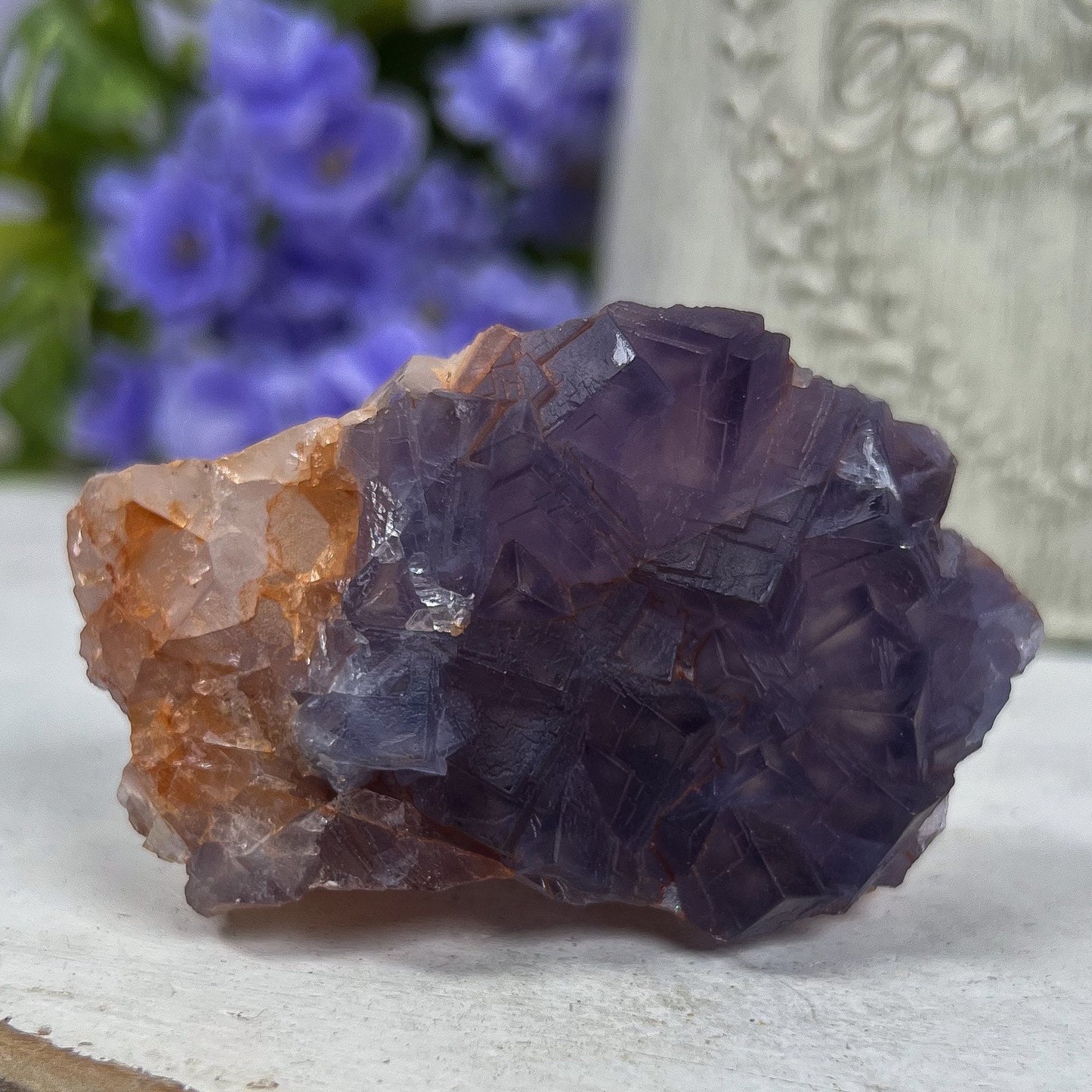 Raw Etched Purple Cubic Fluorite Cluster