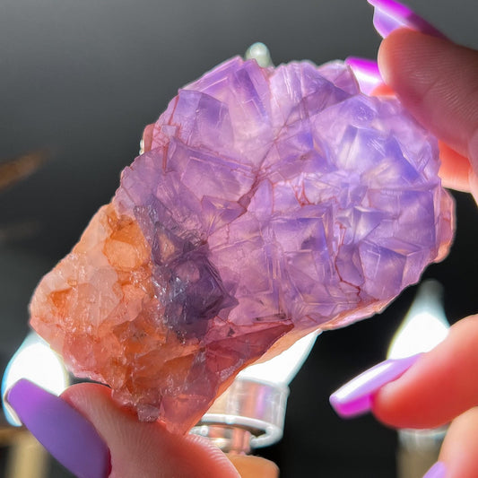 Raw Etched Purple Cubic Fluorite Cluster