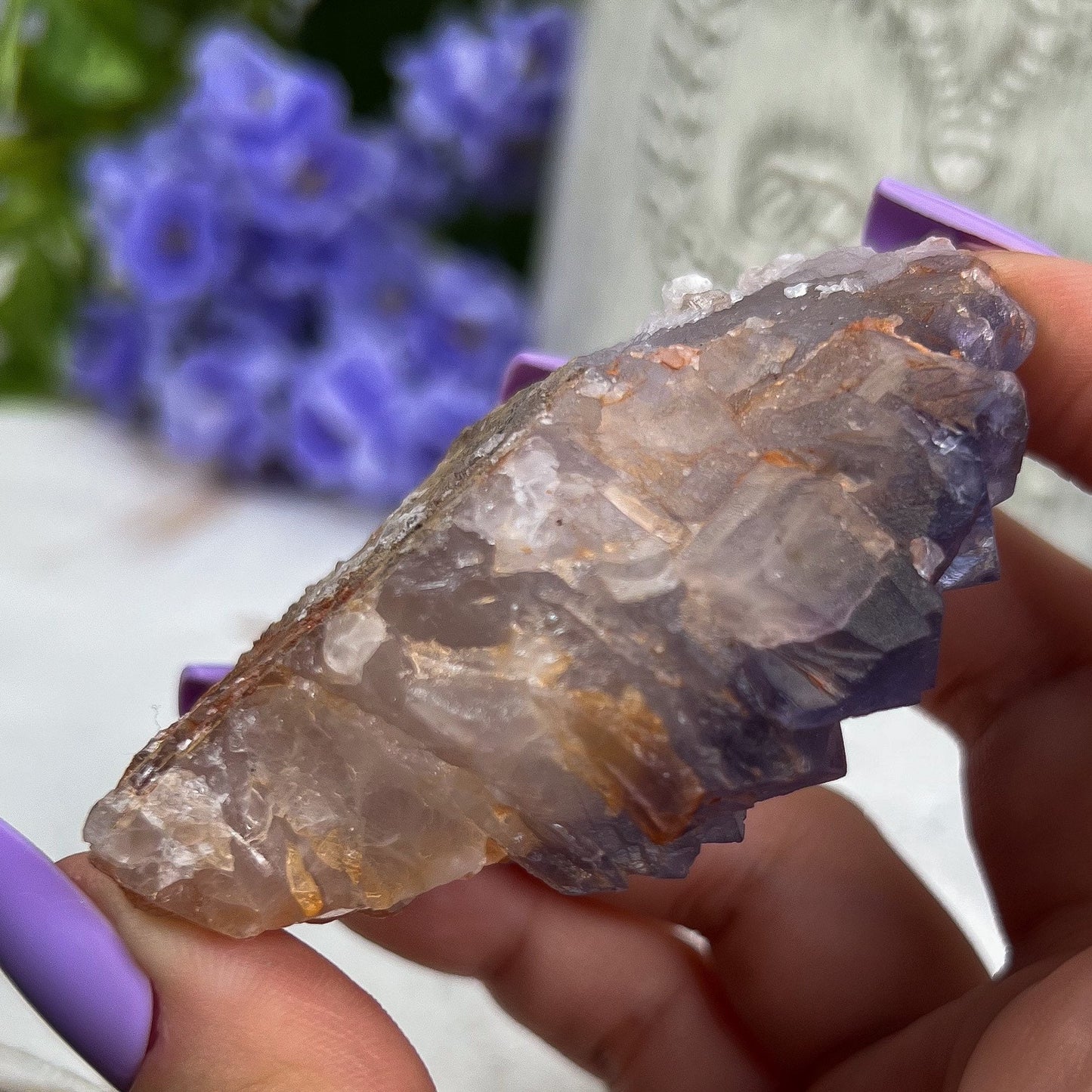 Raw Etched Purple Cubic Fluorite Cluster