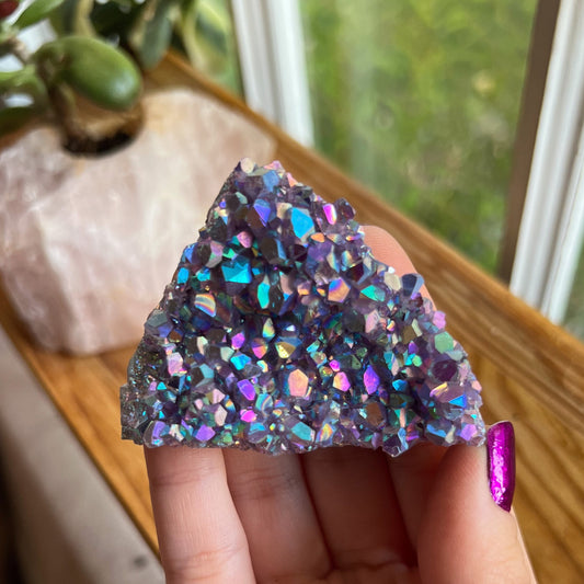 Rainbow Aura Amethyst Cluster