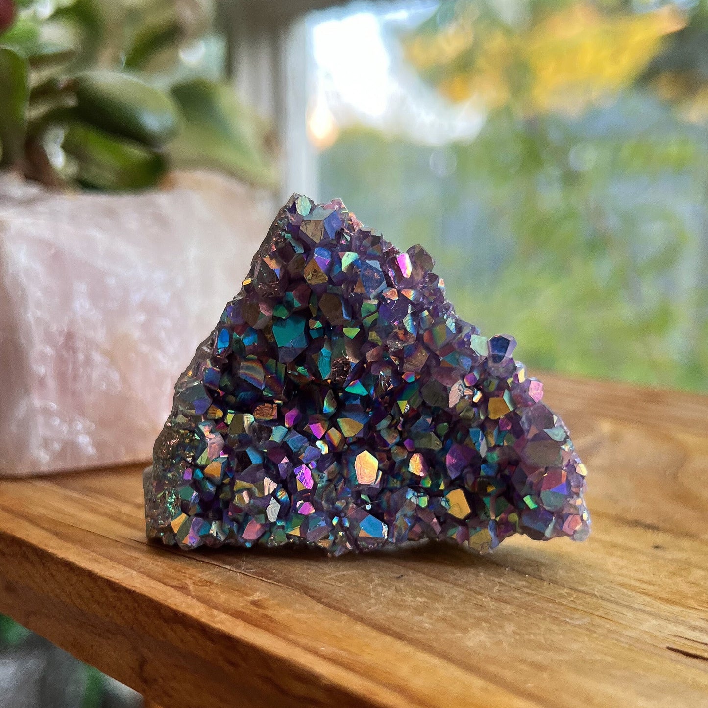 Rainbow Aura Amethyst Cluster