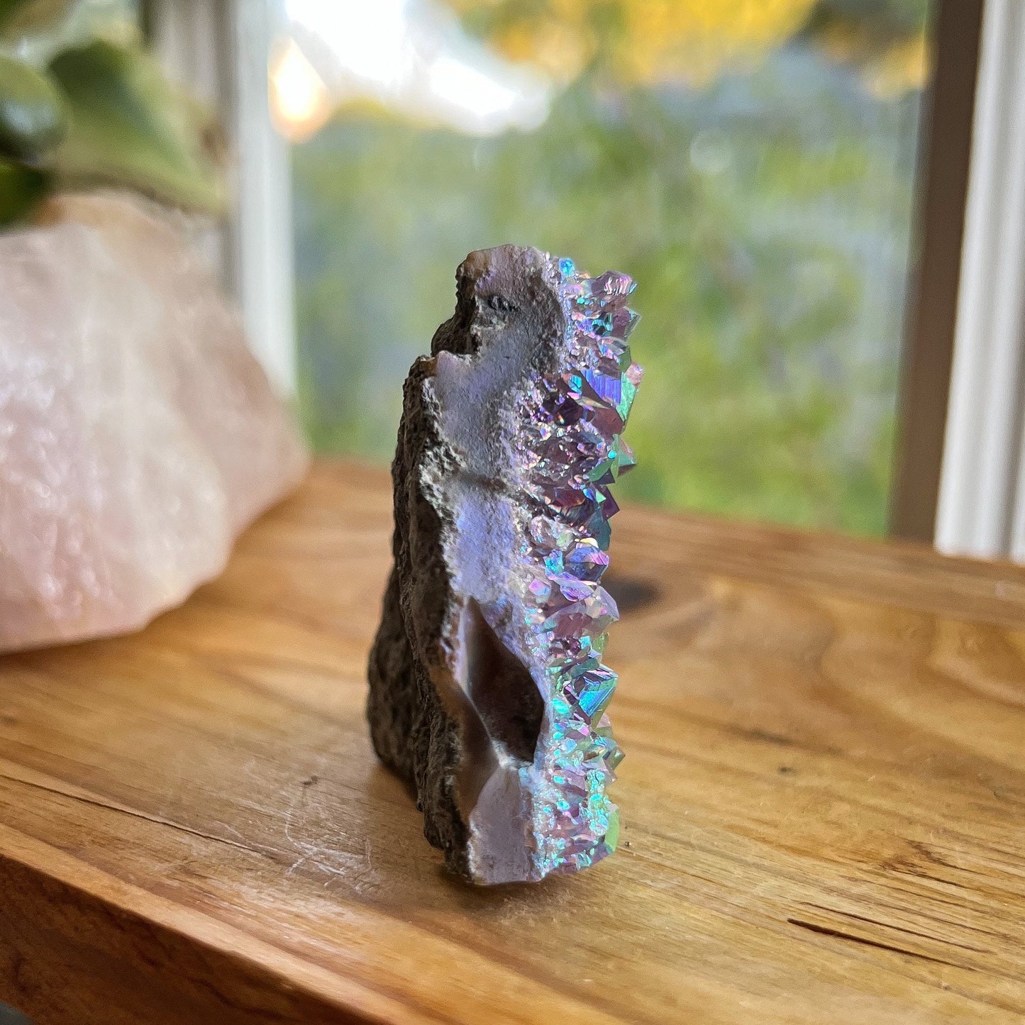 Rainbow Aura Amethyst Cluster