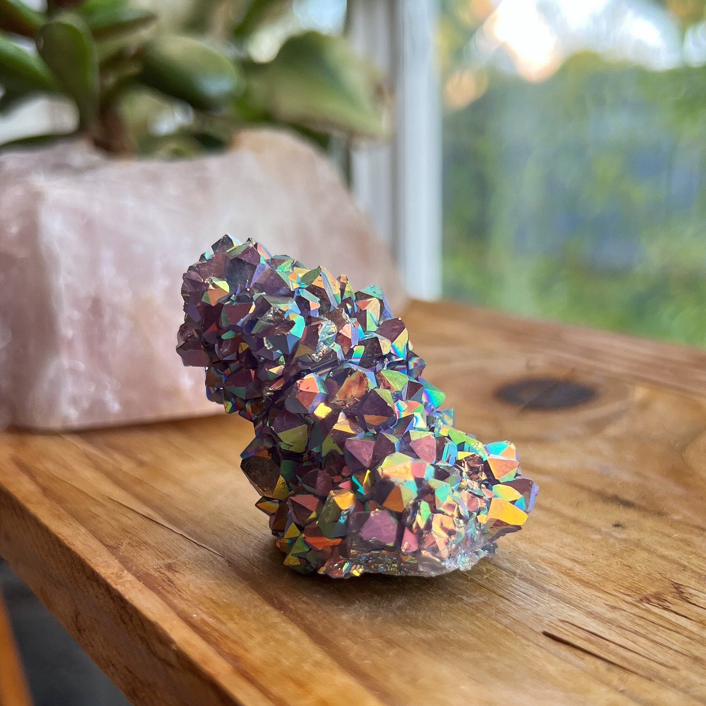 Rainbow Aura Amethyst Cluster
