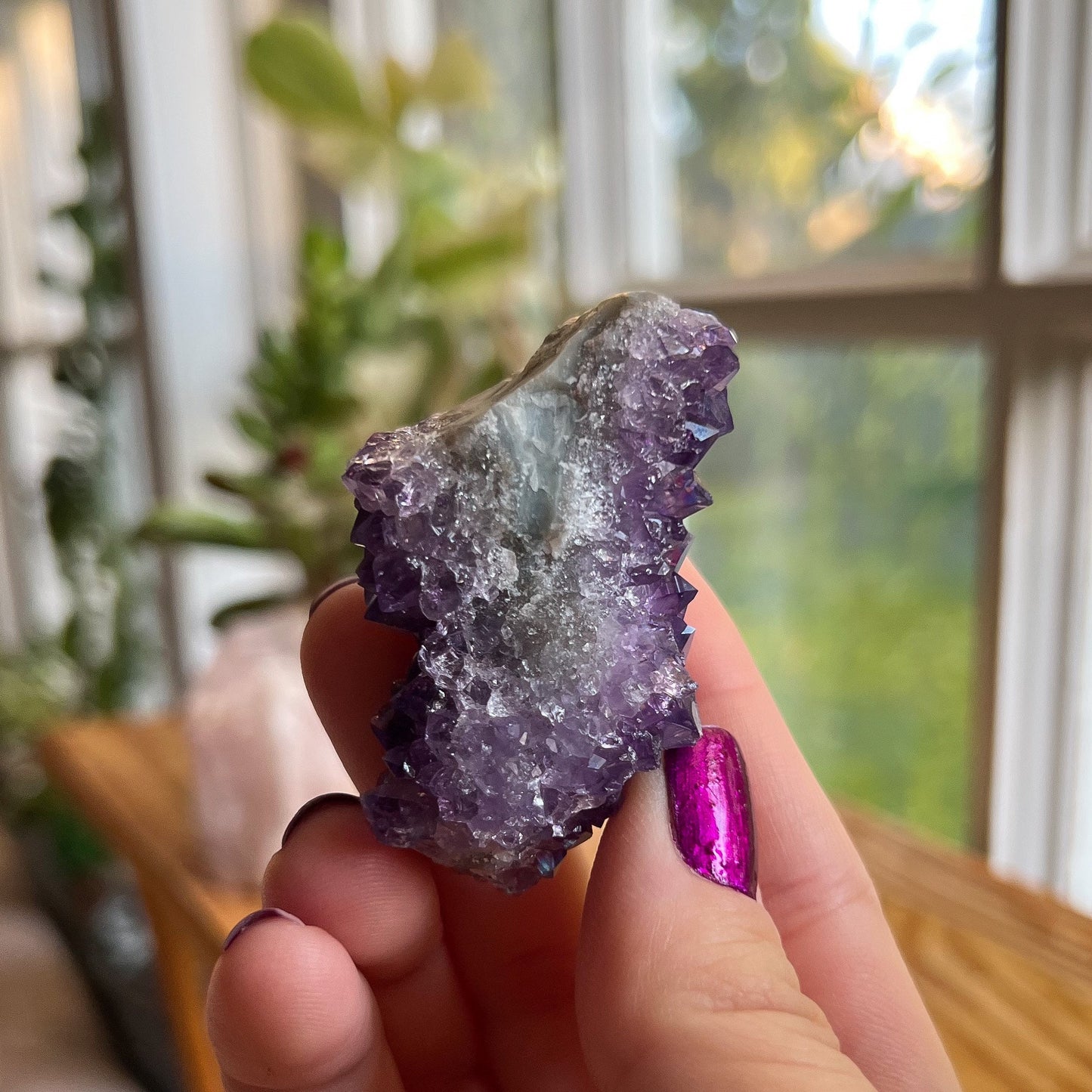 Rainbow Aura Amethyst Cluster