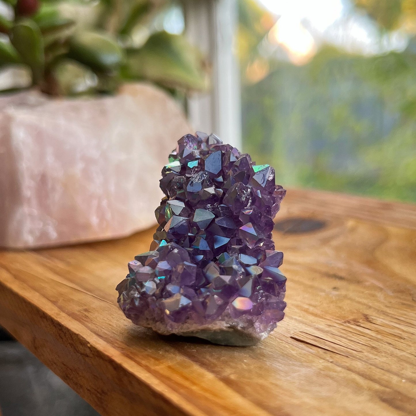 Rainbow Aura Amethyst Cluster