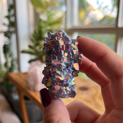 Rainbow Aura Amethyst Cluster