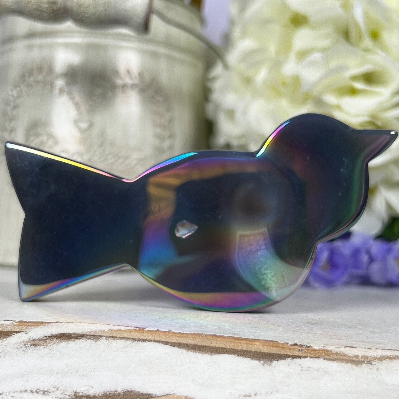 Rainbow Aura Agate Bird
