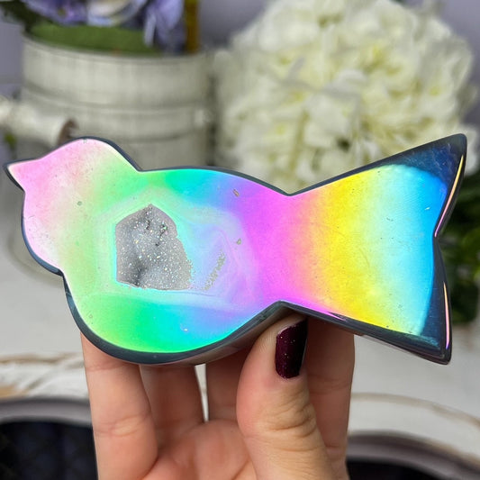 Rainbow Aura Agate Bird