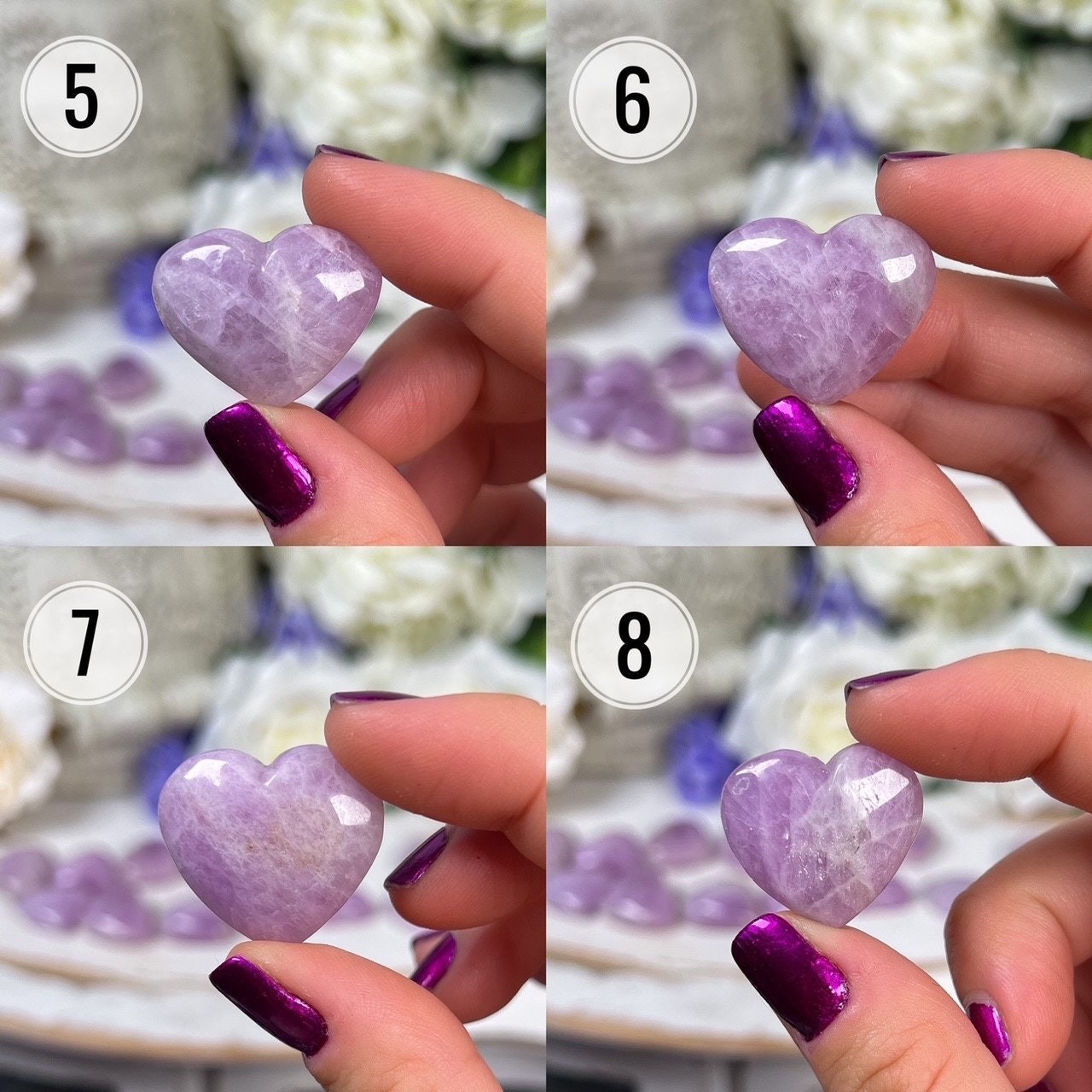 Pink Purple Kunzite Hearts