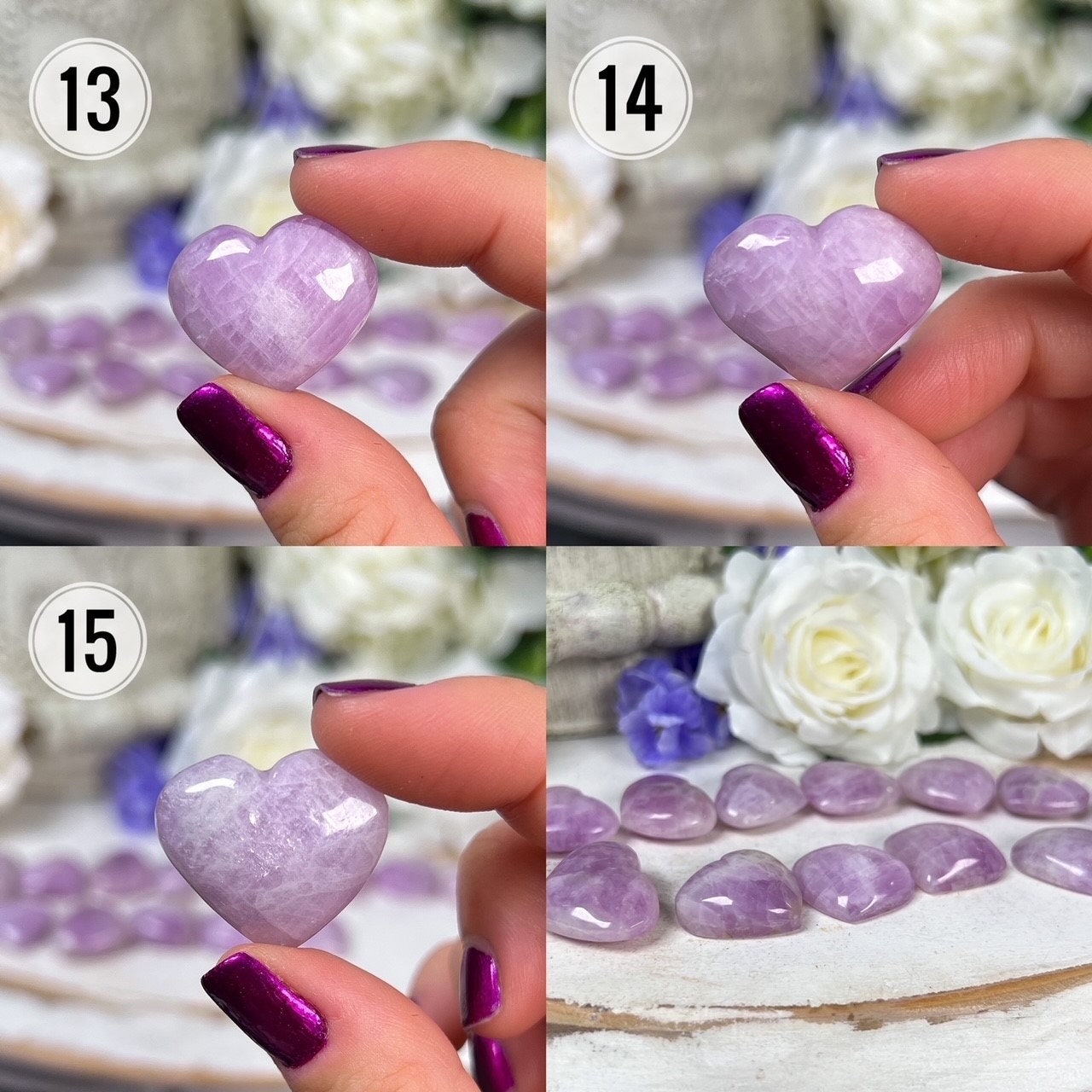 Pink Purple Kunzite Hearts