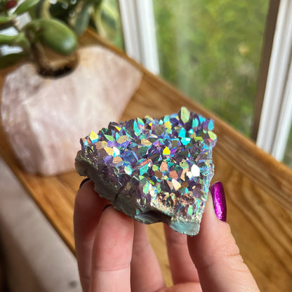 Rainbow Aura Amethyst Cluster