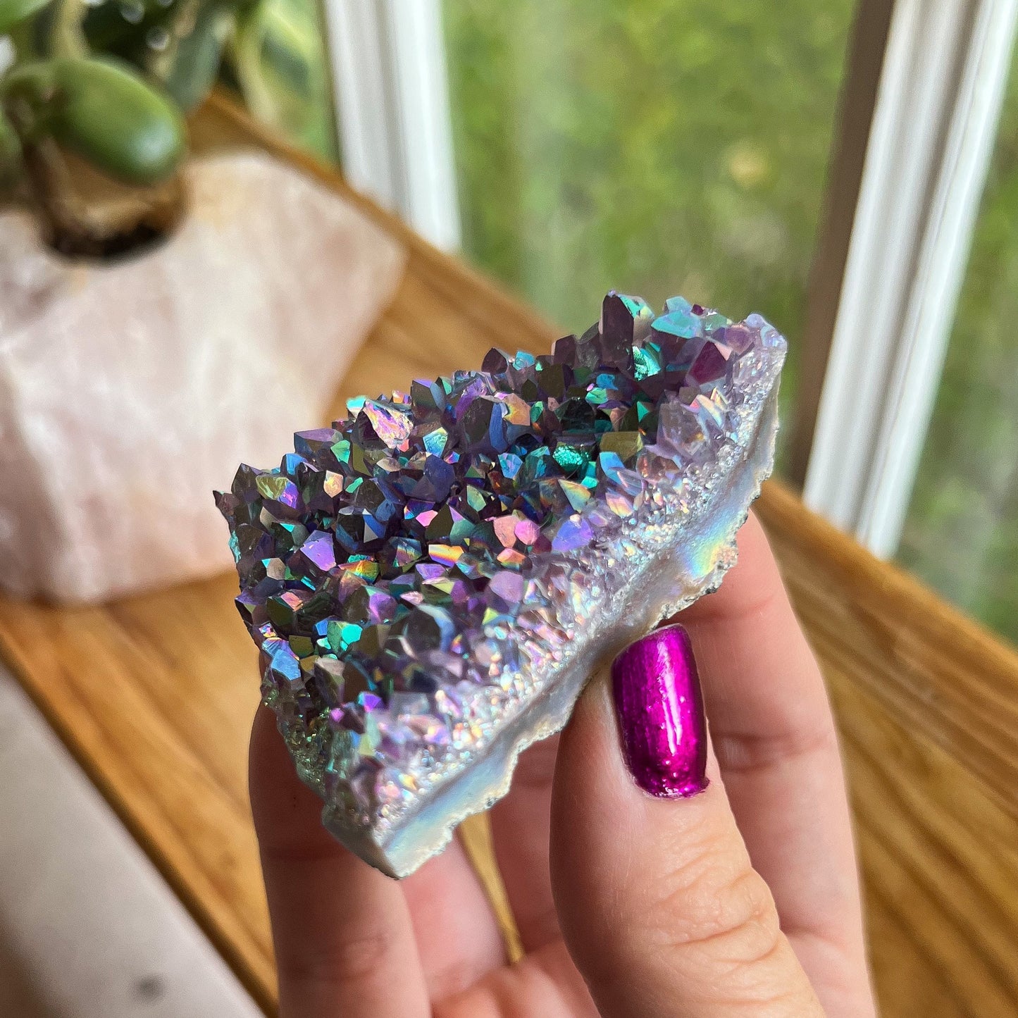 Rainbow Aura Amethyst Cluster