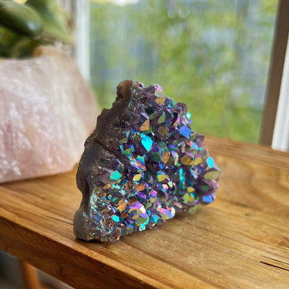 Rainbow Aura Amethyst Cluster