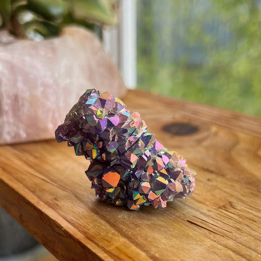 Rainbow Aura Amethyst Cluster