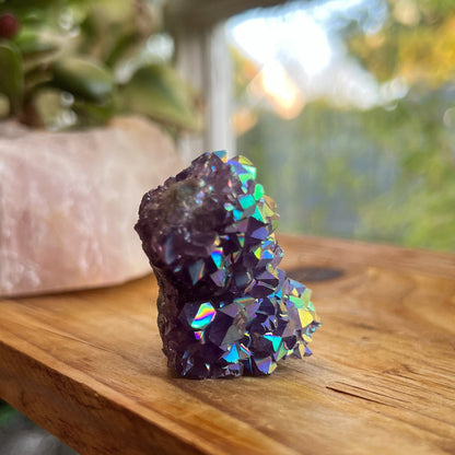 Rainbow Aura Amethyst Cluster