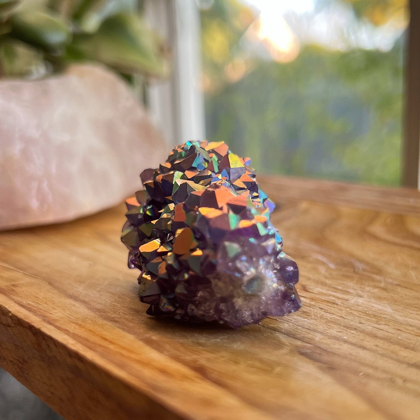 Rainbow Aura Amethyst Cluster