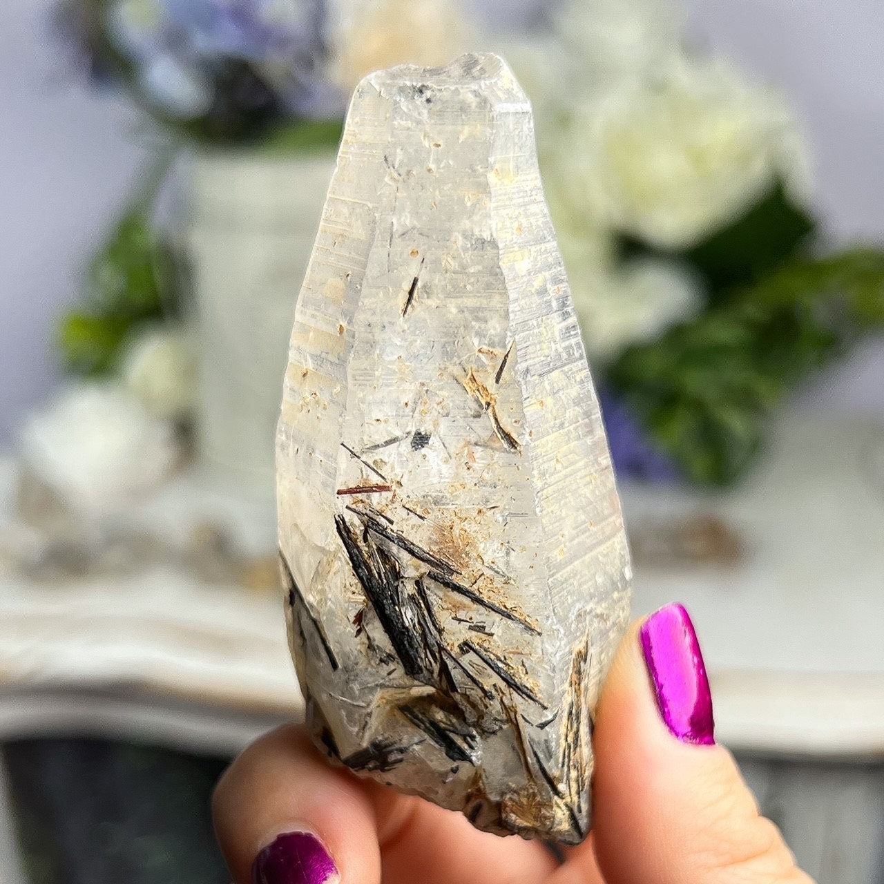 Raw Tourmalated Lemurian Quartz