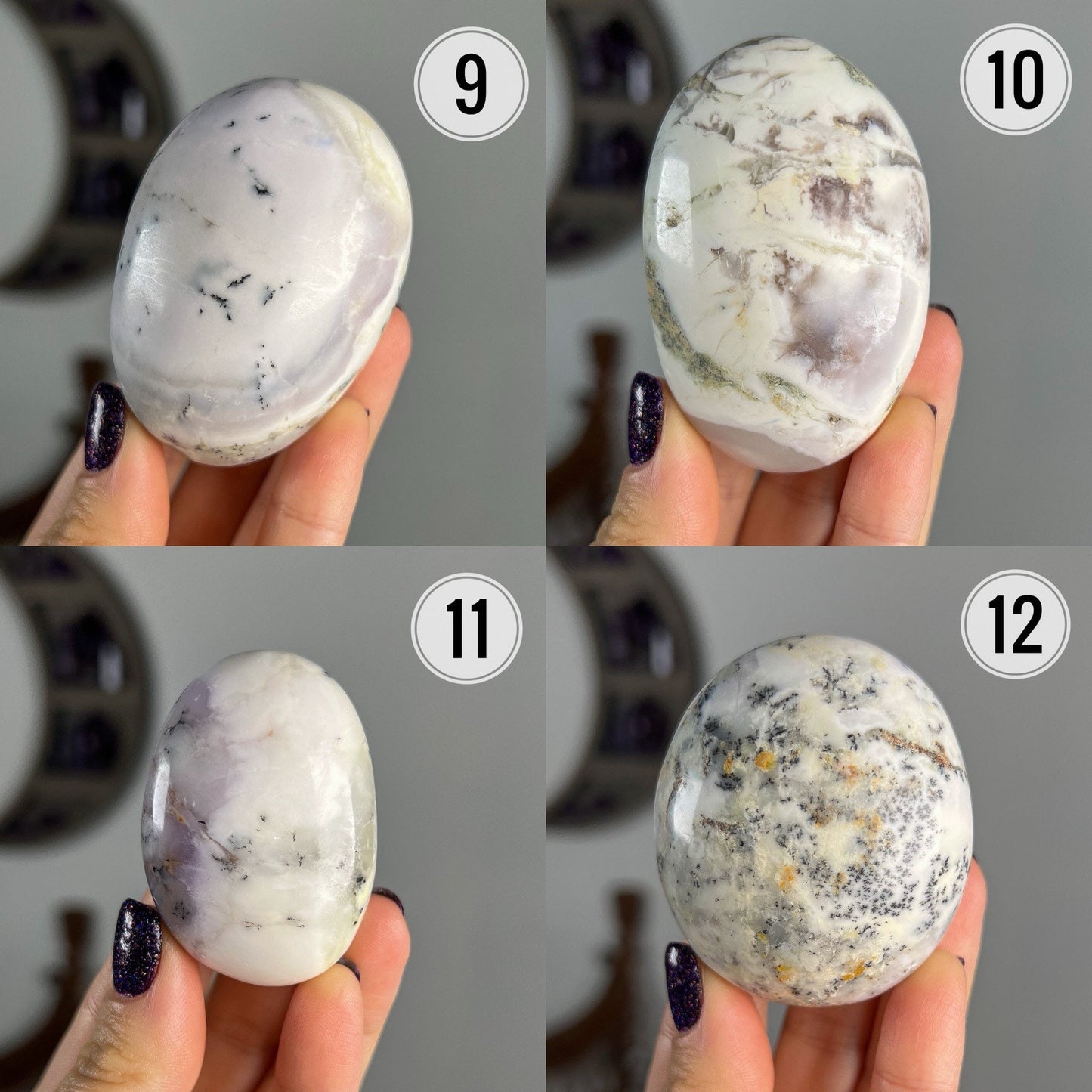 Purple White Merlinite Palm Stones