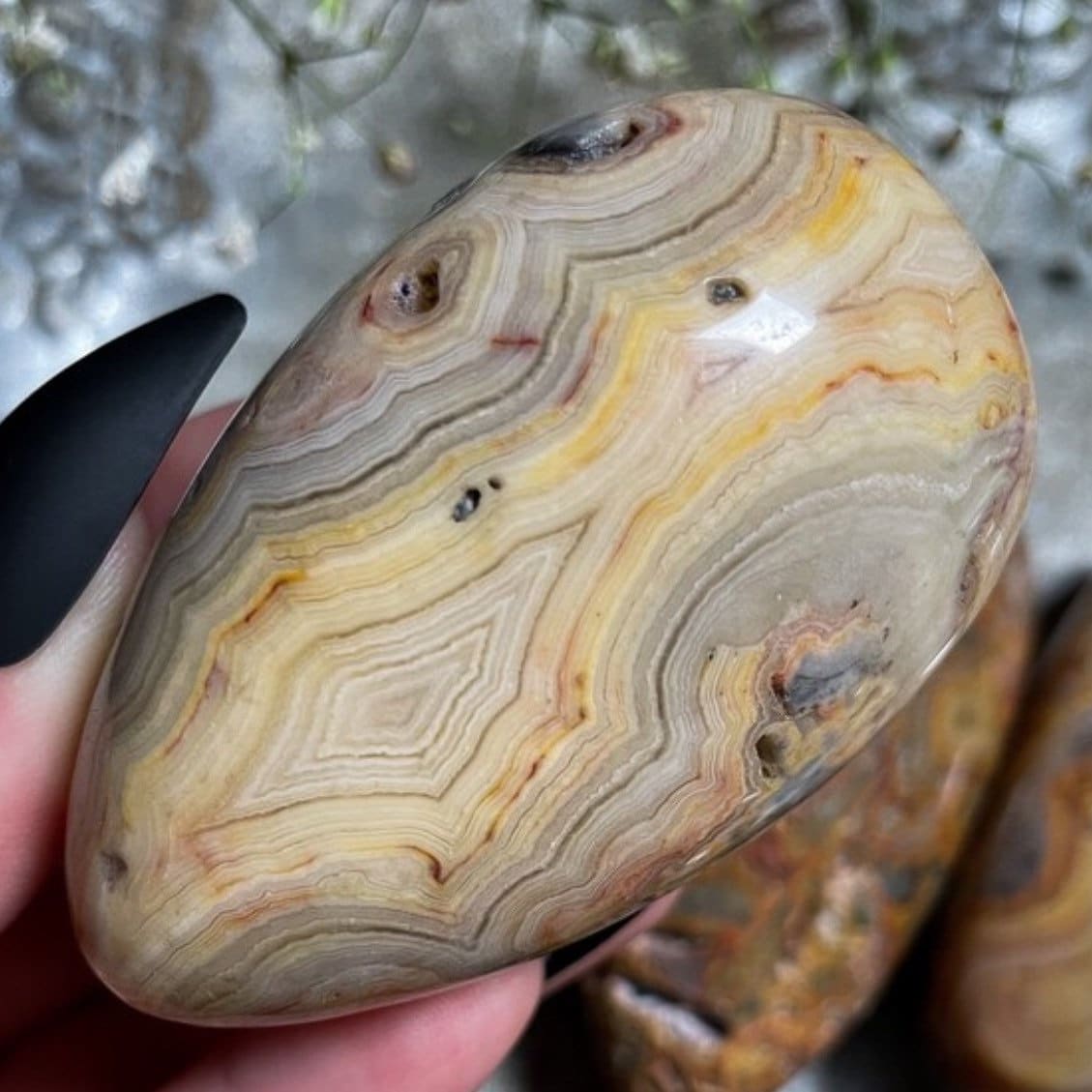 Crazy Lace Agate Palm Stone