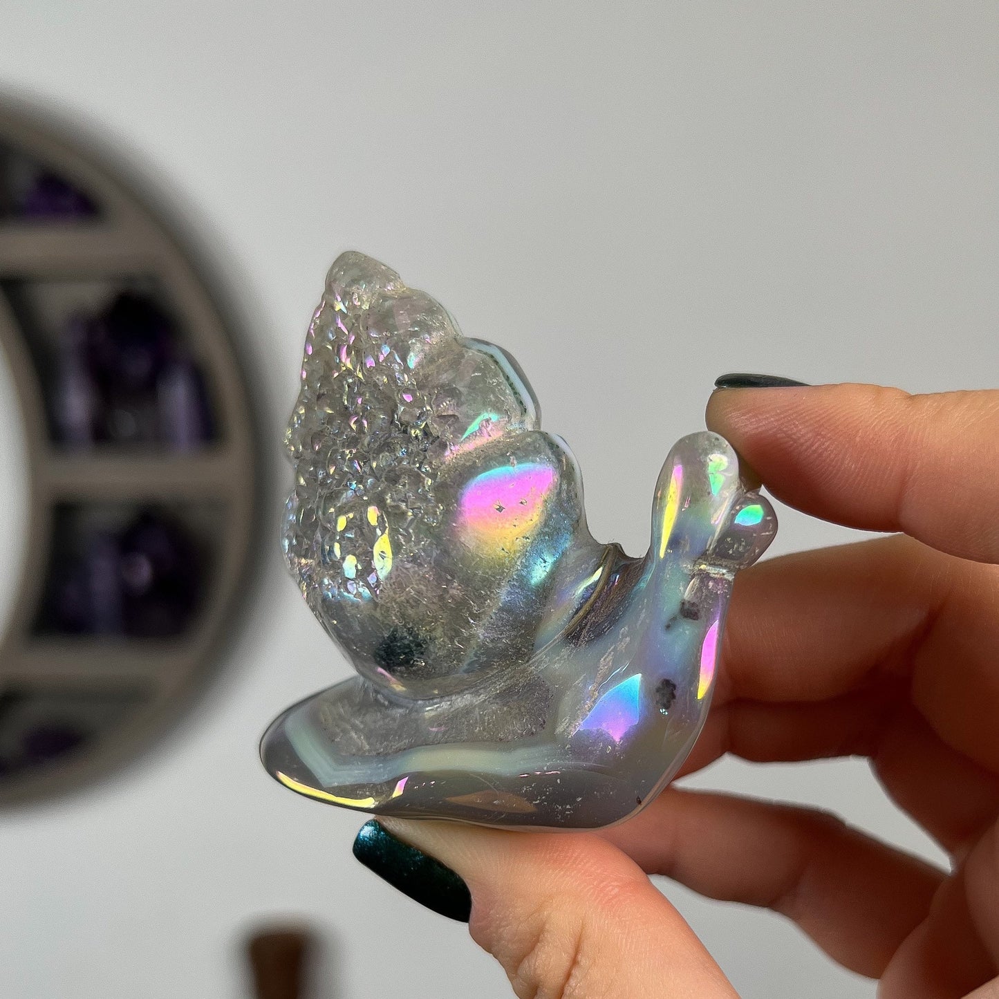 Rainbow Aura Agate Snail