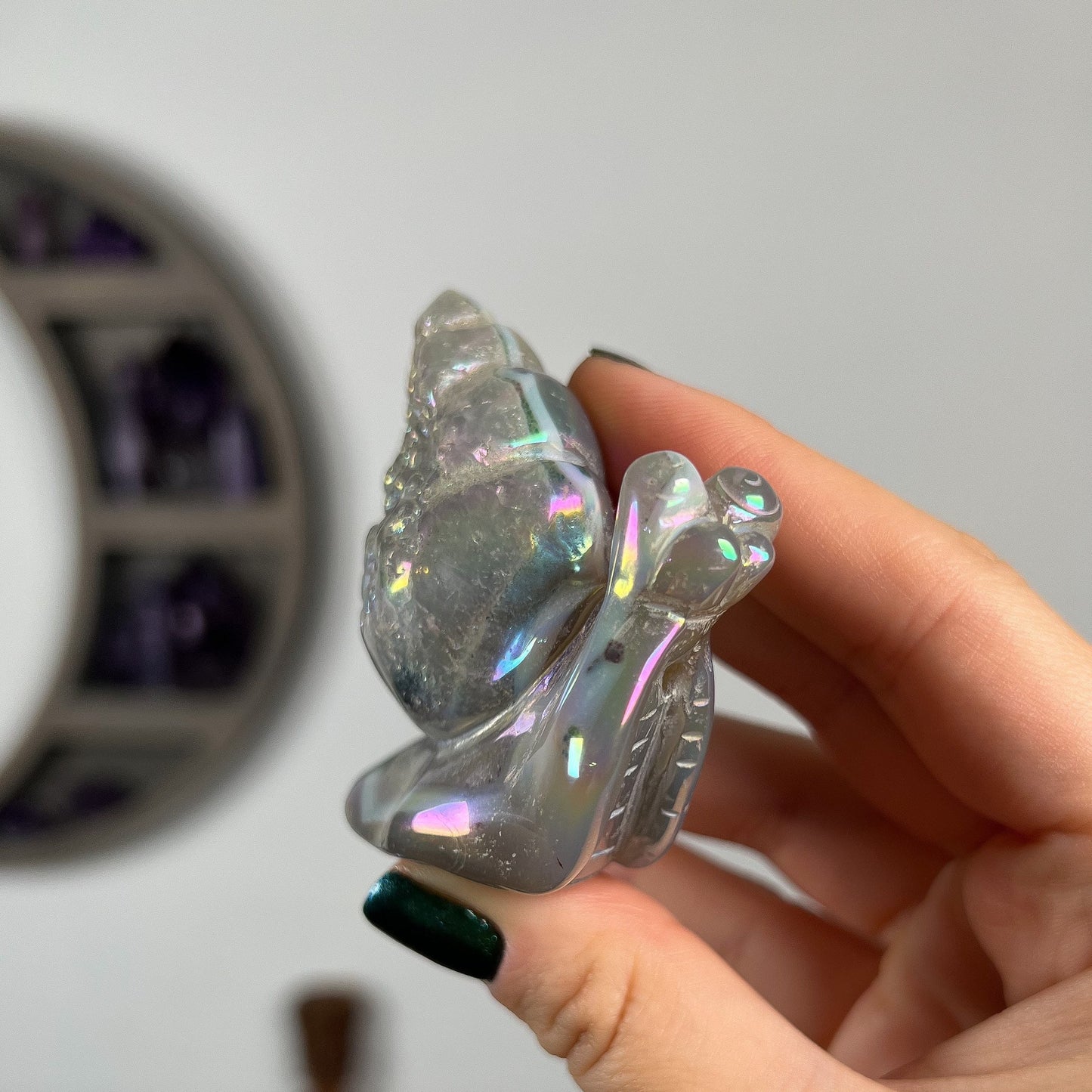 Rainbow Aura Agate Snail