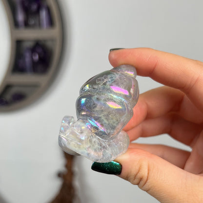 Rainbow Aura Druzy Agate Snail