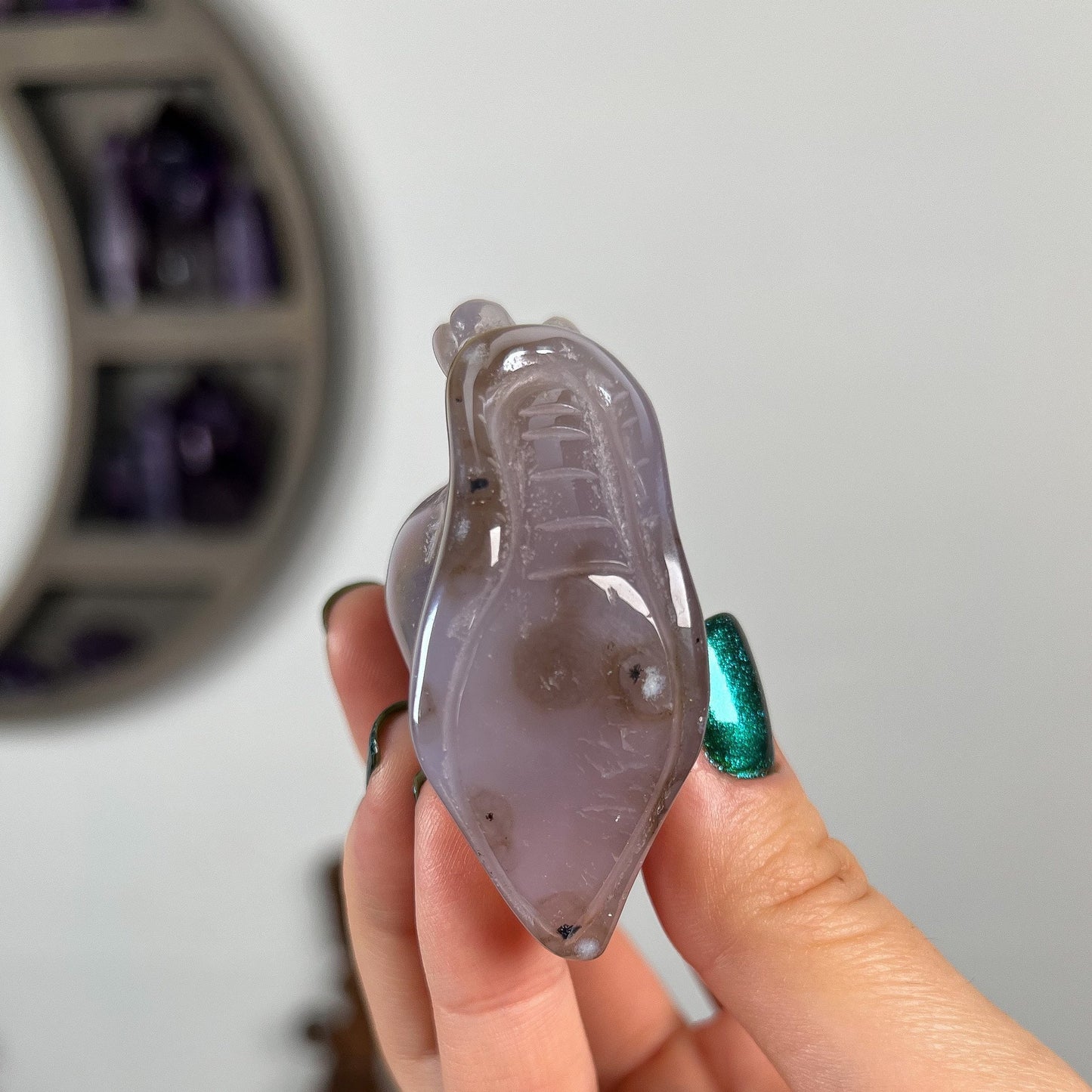 Rainbow Aura Druzy Agate Snail