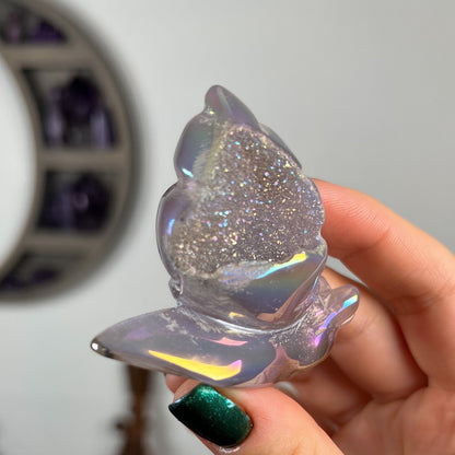 Rainbow Aura Druzy Agate Snail