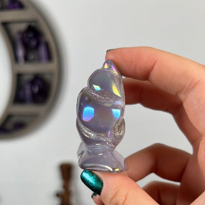 Rainbow Aura Druzy Agate Snail