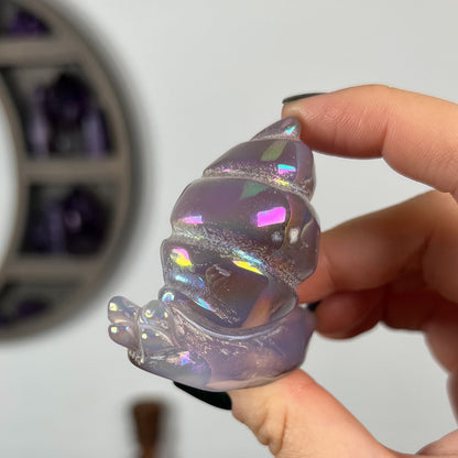 Rainbow Aura Druzy Agate Snail