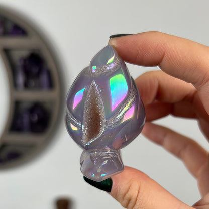Rainbow Aura Druzy Agate Snail