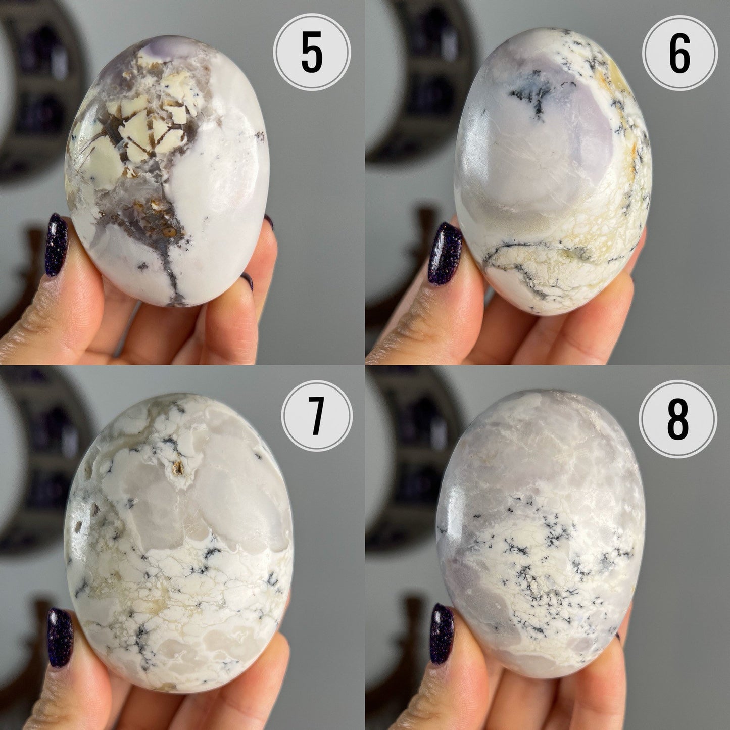 Purple White Merlinite Palm Stones