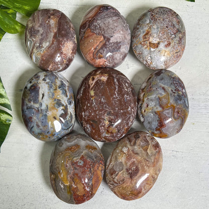 Crazy Lace Agate Palm Stones