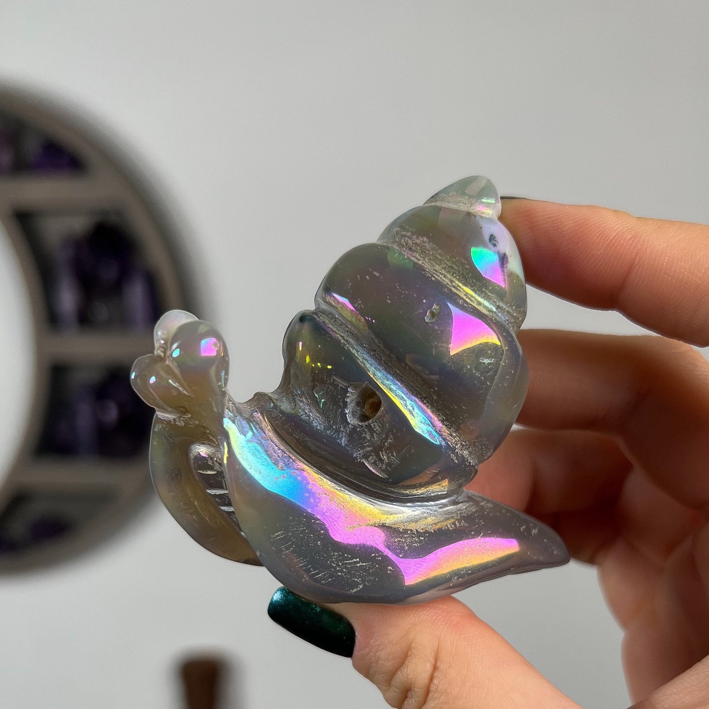 Rainbow Aura Agate Snail