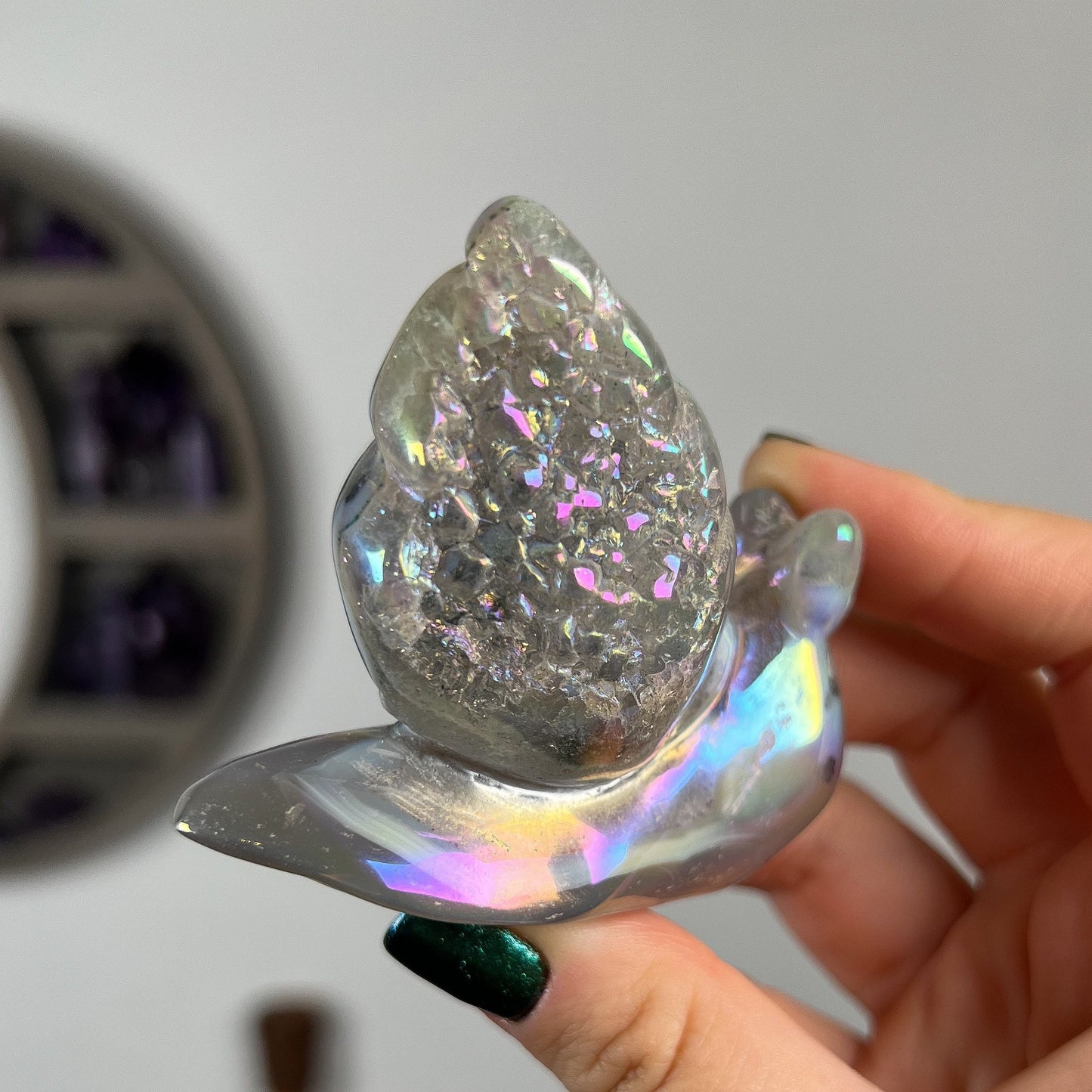 Rainbow Aura Agate Snail
