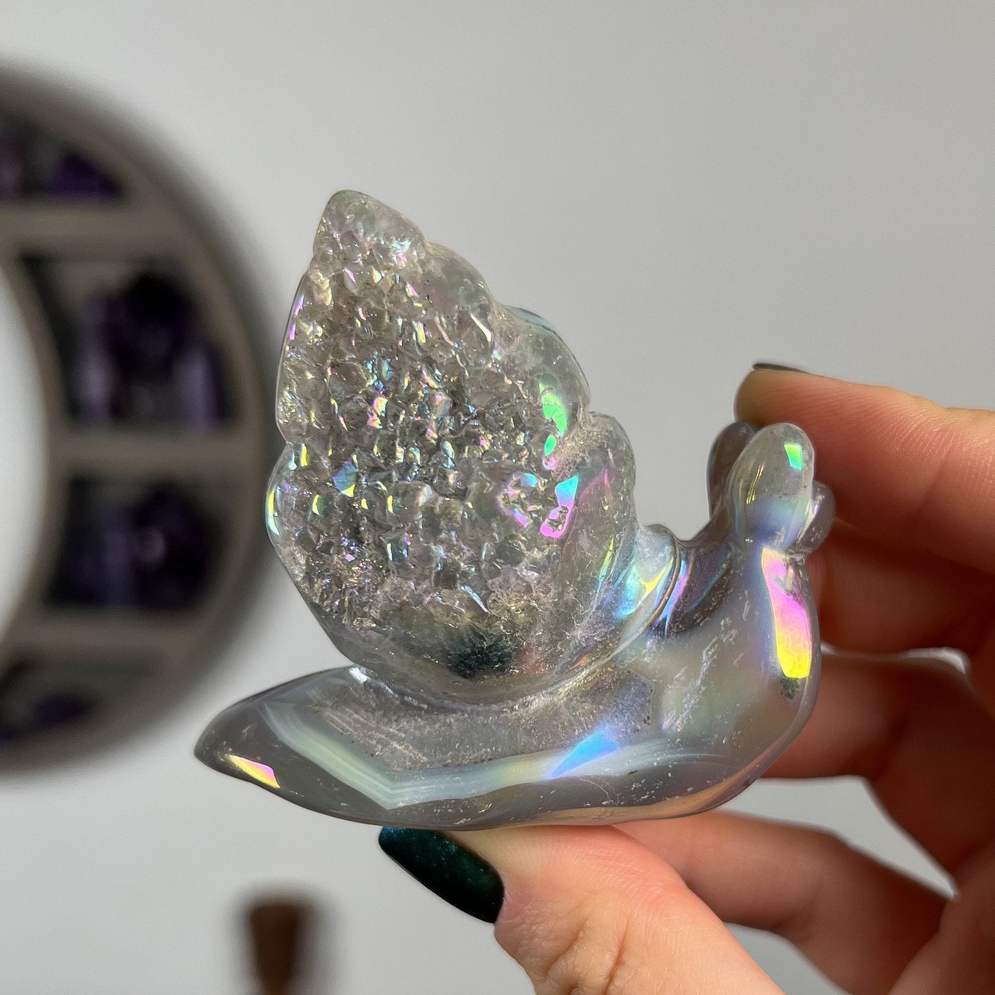 Rainbow Aura Agate Snail