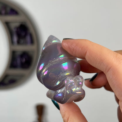 Rainbow Aura Druzy Agate Snail