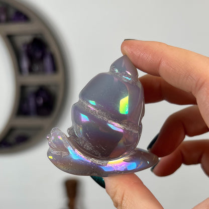 Rainbow Aura Druzy Agate Snail