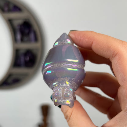 Rainbow Aura Druzy Agate Snail