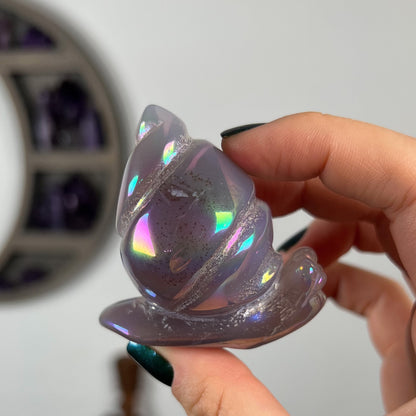 Rainbow Aura Druzy Agate Snail