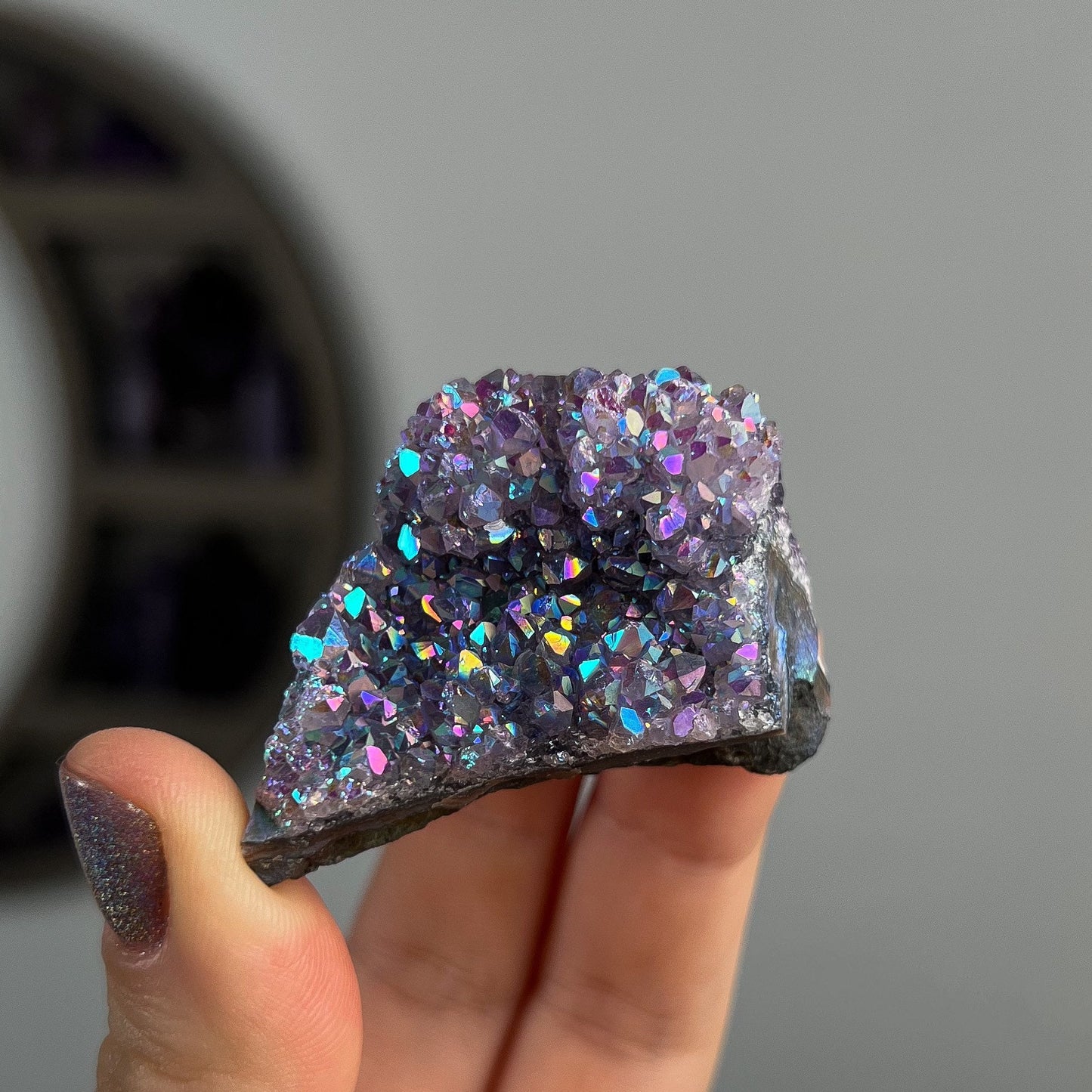 Rainbow Aura Amethyst Cluster